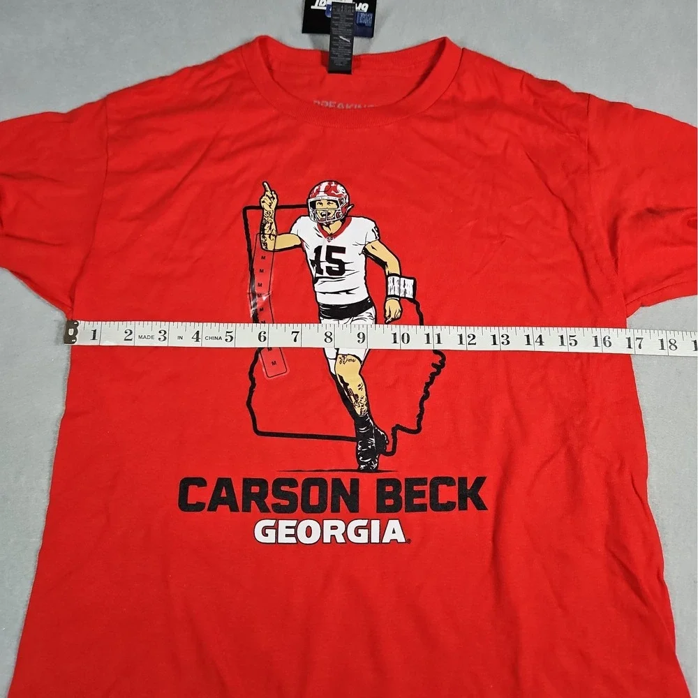 Carson Beck Georgia Bulldogs Youth Red Graphic T Shirt Size Medium NWT